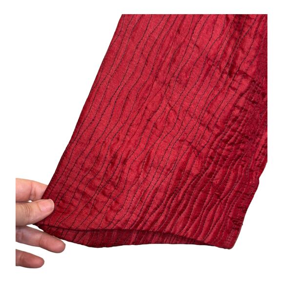 Joshi red silk lightweight quilted long sleeves buttoned jacket coat size S - Picture 7 of 16